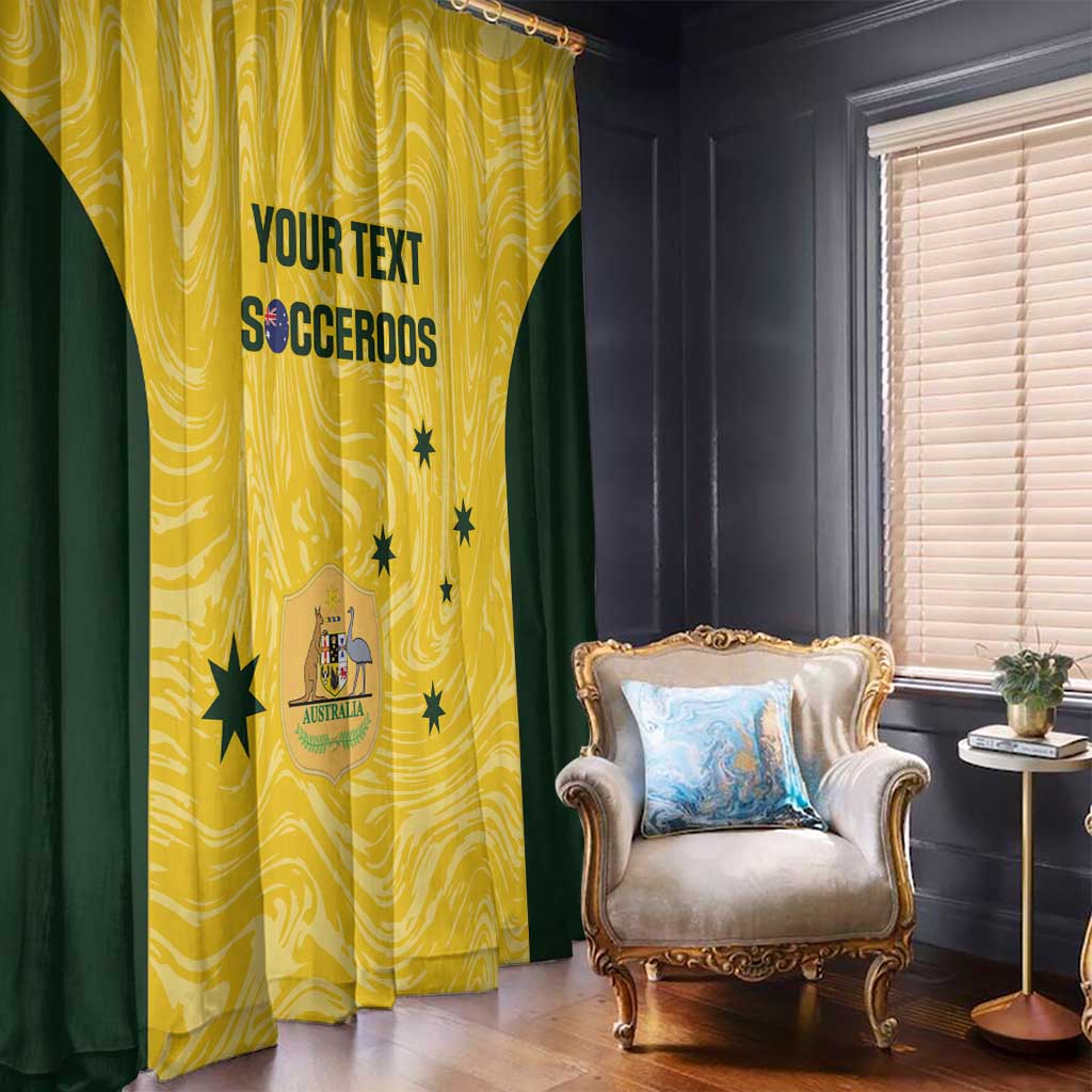 Custom Australia Socceroos Window Curtain Go Aussie Marble Pattern Sporty Style