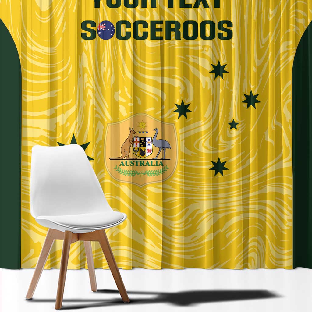 Custom Australia Socceroos Window Curtain Go Aussie Marble Pattern Sporty Style