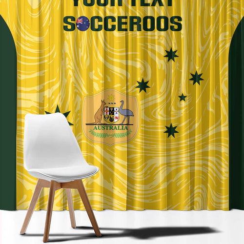 Custom Australia Socceroos Window Curtain Go Aussie Marble Pattern Sporty Style