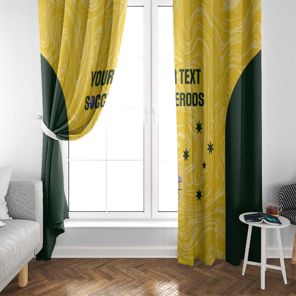 Custom Australia Socceroos Window Curtain Go Aussie Marble Pattern Sporty Style