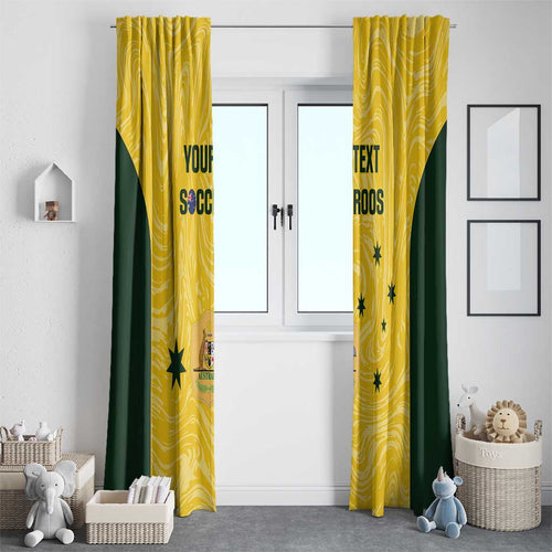 Custom Australia Socceroos Window Curtain Go Aussie Marble Pattern Sporty Style