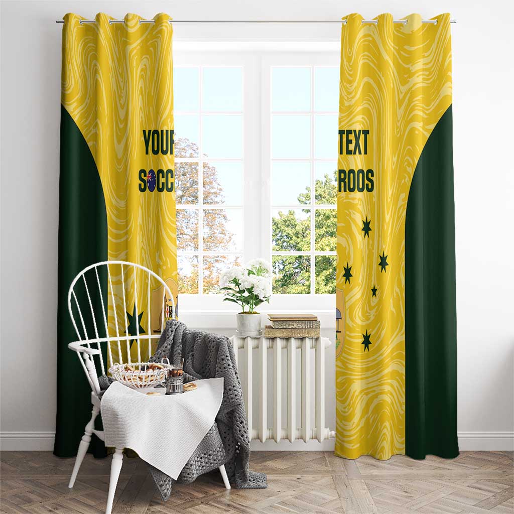 Custom Australia Socceroos Window Curtain Go Aussie Marble Pattern Sporty Style