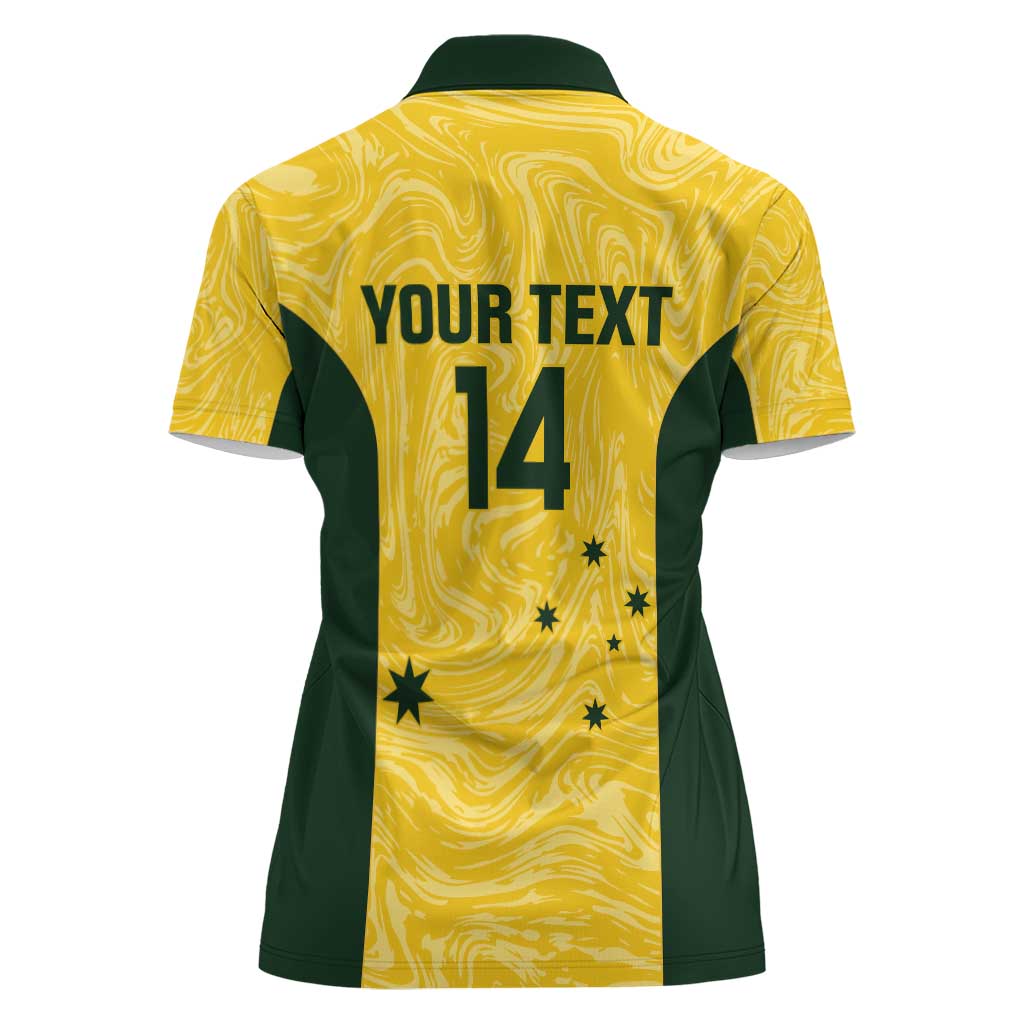 Custom Australia Socceroos Women Polo Shirt Go Aussie Marble Pattern Sporty Style