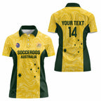 Custom Australia Socceroos Women Polo Shirt Go Aussie Marble Pattern Sporty Style