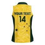 Custom Australia Socceroos Women Sleeveless Polo Shirt Go Aussie Marble Pattern Sporty Style