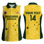 Custom Australia Socceroos Women Sleeveless Polo Shirt Go Aussie Marble Pattern Sporty Style