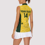 Custom Australia Socceroos Women Sleeveless Polo Shirt Go Aussie Marble Pattern Sporty Style