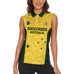 Custom Australia Socceroos Women Sleeveless Polo Shirt Go Aussie Marble Pattern Sporty Style