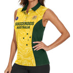 Custom Australia Socceroos Women Sleeveless Polo Shirt Go Aussie Marble Pattern Sporty Style