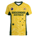 Custom Australia Socceroos Women V-Neck T-Shirt Go Aussie Marble Pattern Sporty Style