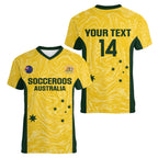 Custom Australia Socceroos Women V-Neck T-Shirt Go Aussie Marble Pattern Sporty Style