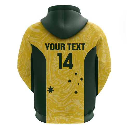 Custom Australia Socceroos Zip Hoodie Go Aussie Marble Pattern Sporty Style