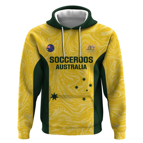 Custom Australia Socceroos Zip Hoodie Go Aussie Marble Pattern Sporty Style