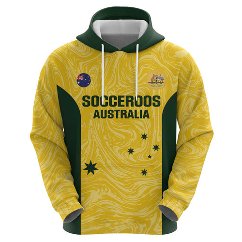Custom Australia Socceroos Zip Hoodie Go Aussie Marble Pattern Sporty Style