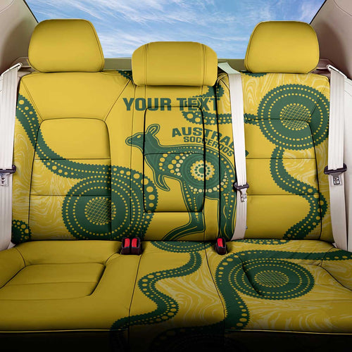 Custom Australia Soccer Back Car Seat Cover Go Socceroos Kangaroo With Indigenous Art