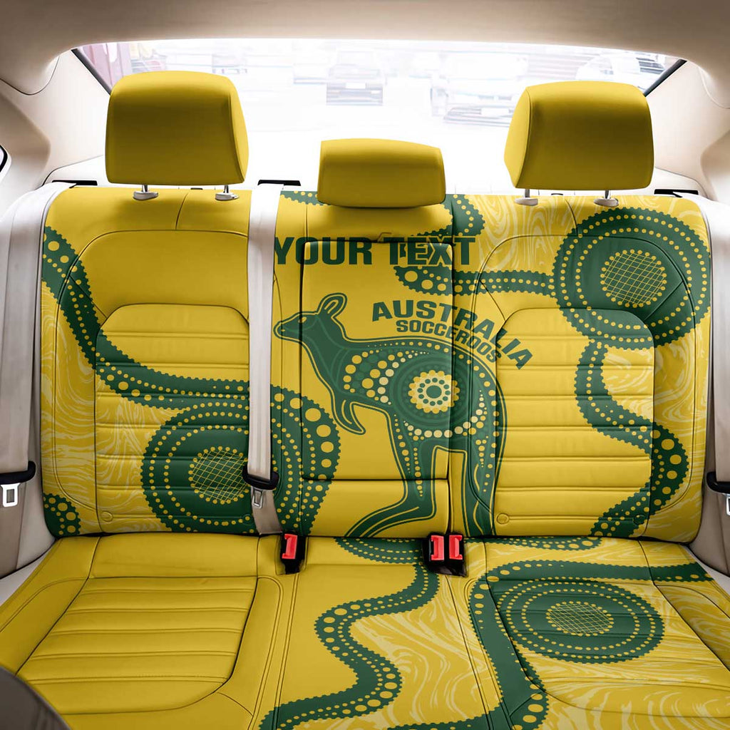 Custom Australia Soccer Back Car Seat Cover Go Socceroos Kangaroo With Indigenous Art