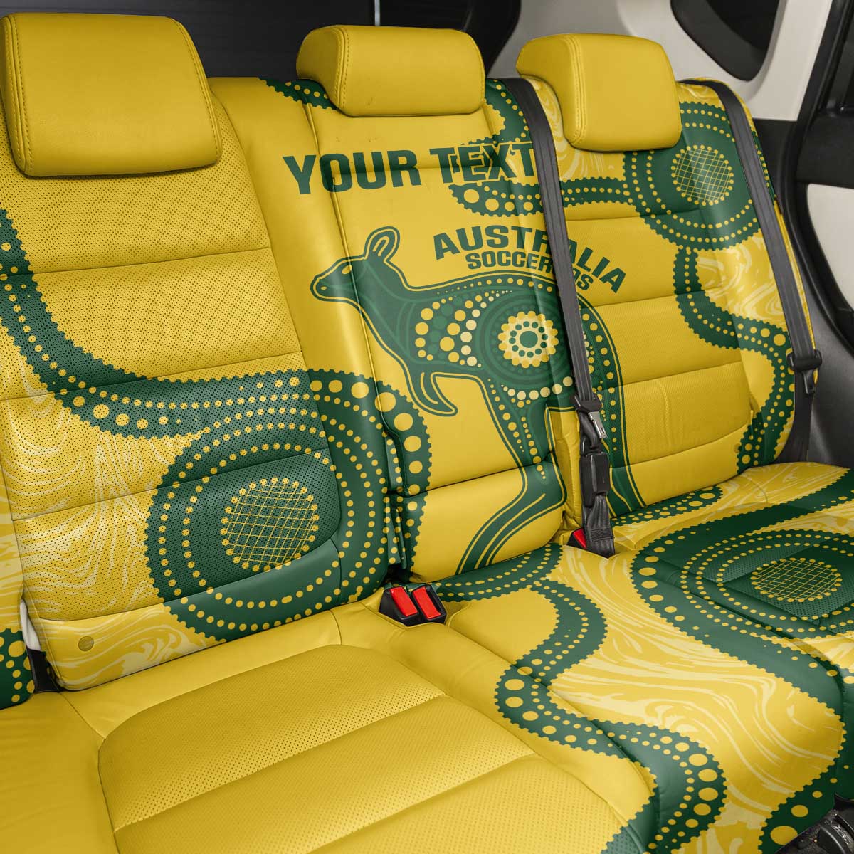 Custom Australia Soccer Back Car Seat Cover Go Socceroos Kangaroo With Indigenous Art