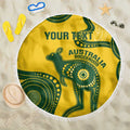 Custom Australia Soccer Beach Blanket Go Socceroos Kangaroo With Indigenous Art