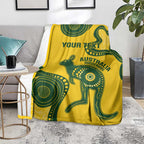 Custom Australia Soccer Blanket Go Socceroos Kangaroo With Indigenous Art