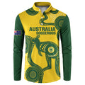 Custom Australia Soccer Button Sweatshirt Go Socceroos Kangaroo With Indigenous Art