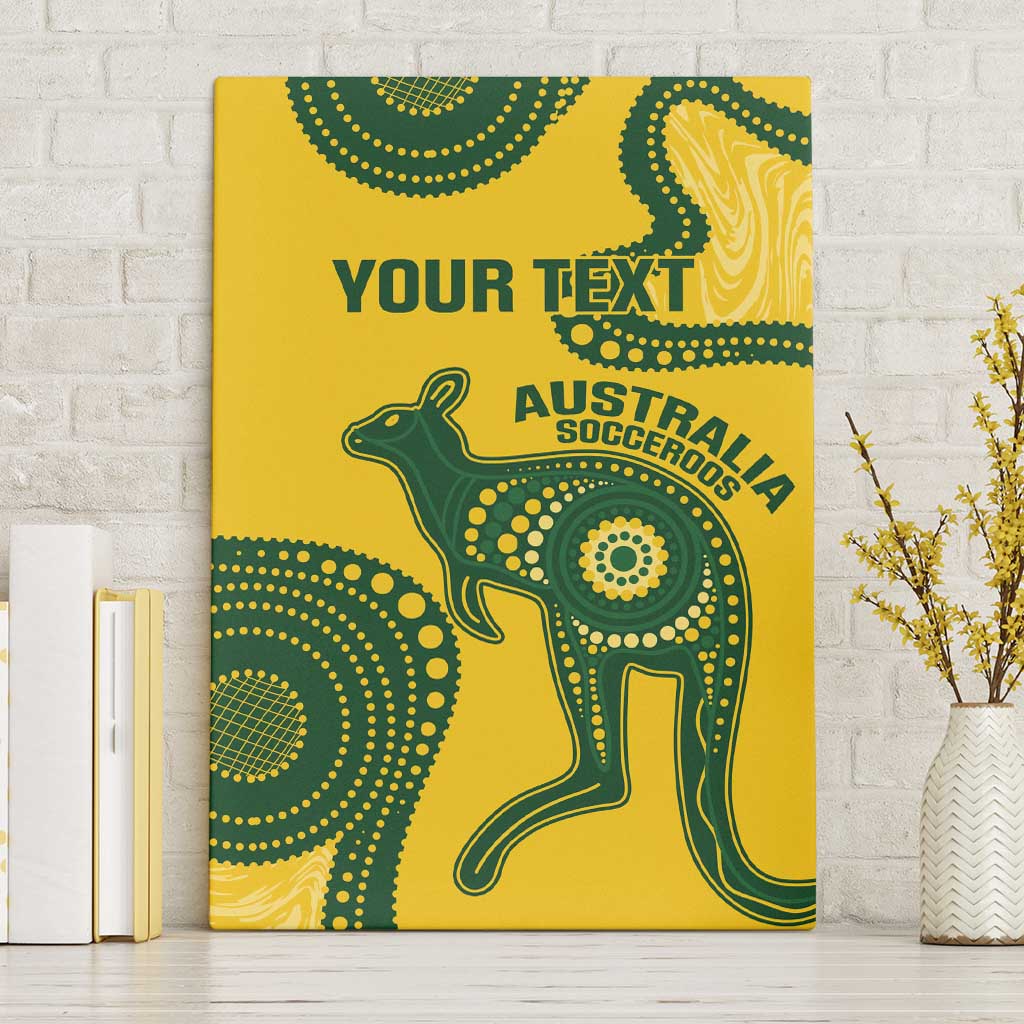 Custom Australia Soccer Canvas Wall Art Go Socceroos Kangaroo With Indigenous Art