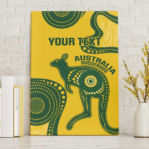 Custom Australia Soccer Canvas Wall Art Go Socceroos Kangaroo With Indigenous Art