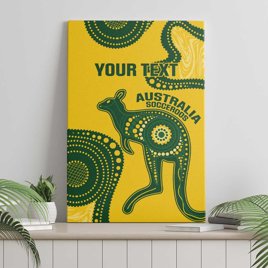 Custom Australia Soccer Canvas Wall Art Go Socceroos Kangaroo With Indigenous Art