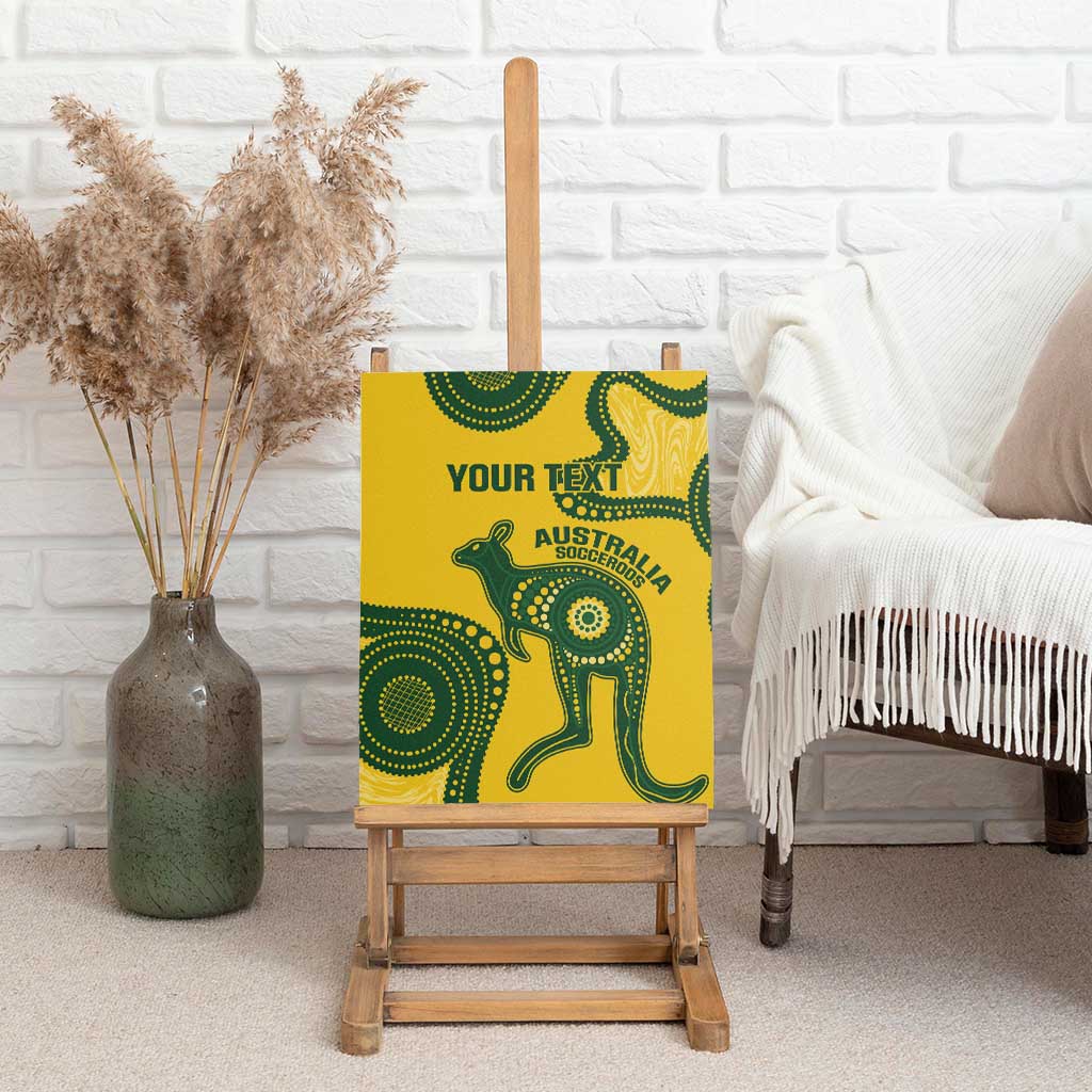 Custom Australia Soccer Canvas Wall Art Go Socceroos Kangaroo With Indigenous Art