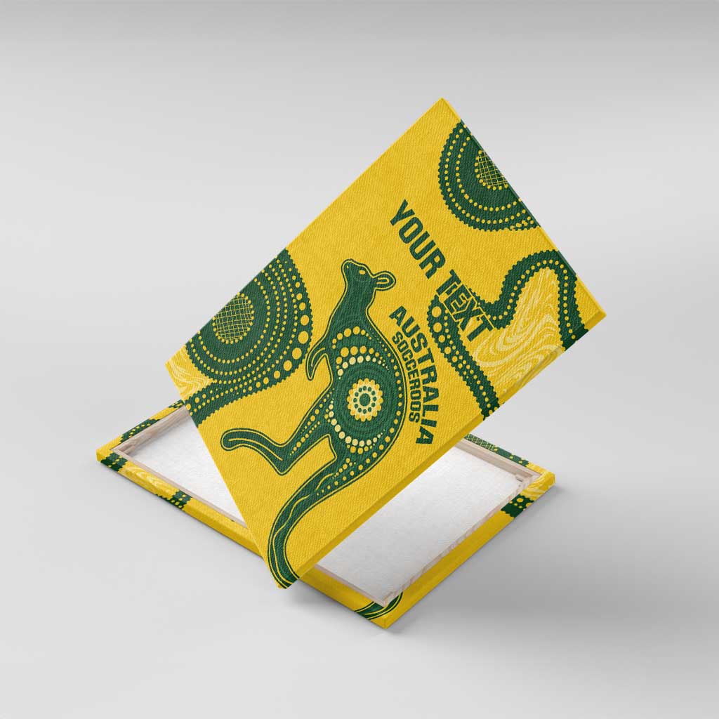 Custom Australia Soccer Canvas Wall Art Go Socceroos Kangaroo With Indigenous Art