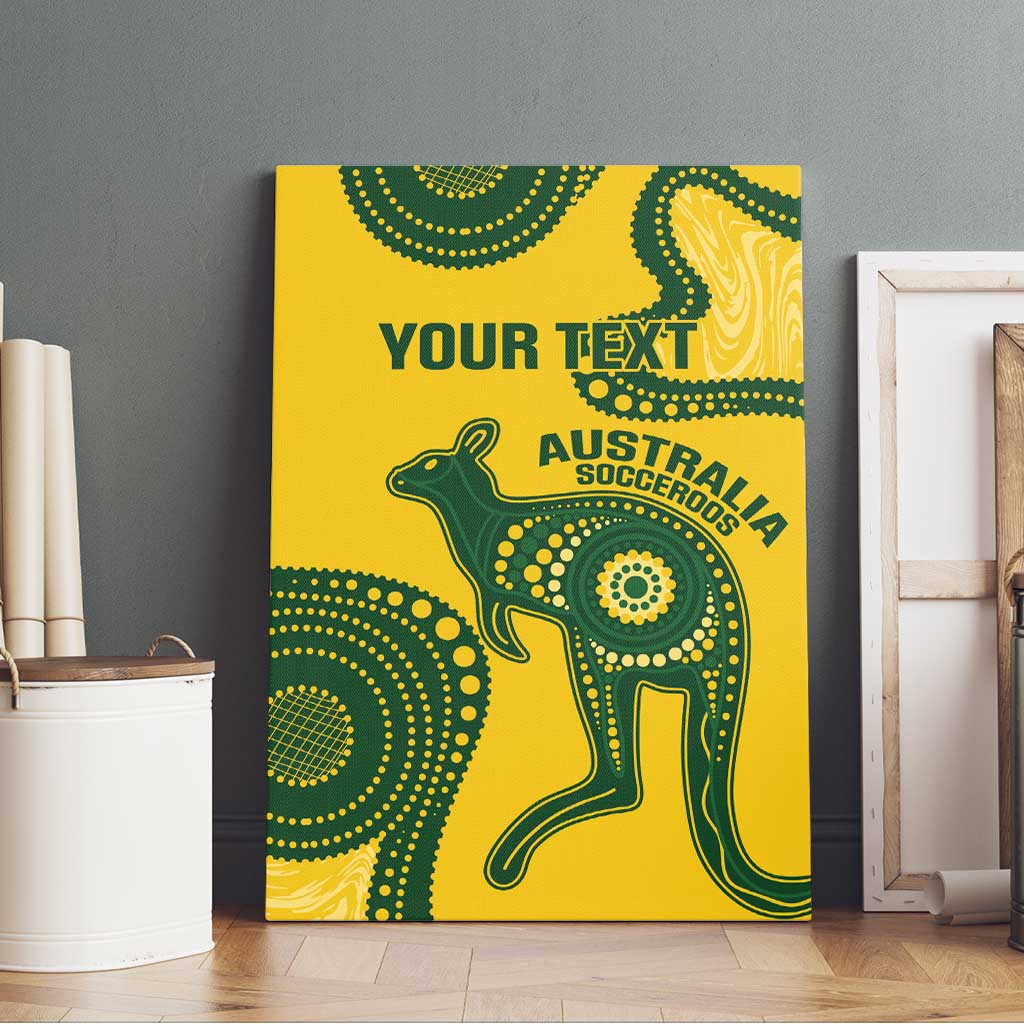 Custom Australia Soccer Canvas Wall Art Go Socceroos Kangaroo With Indigenous Art