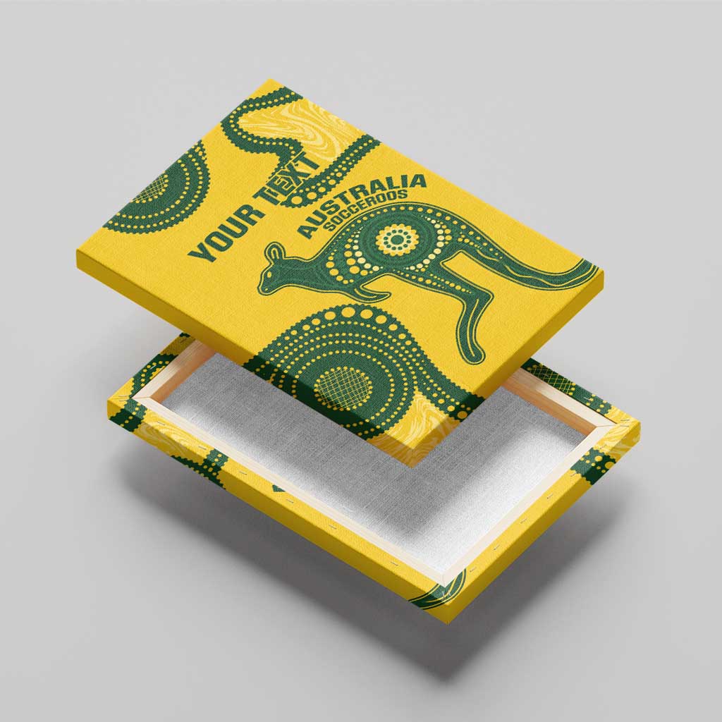 Custom Australia Soccer Canvas Wall Art Go Socceroos Kangaroo With Indigenous Art