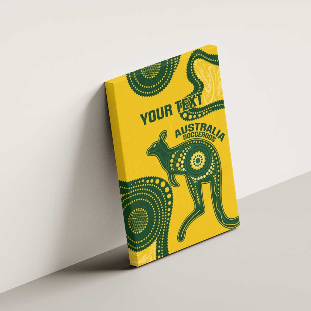 Custom Australia Soccer Canvas Wall Art Go Socceroos Kangaroo With Indigenous Art