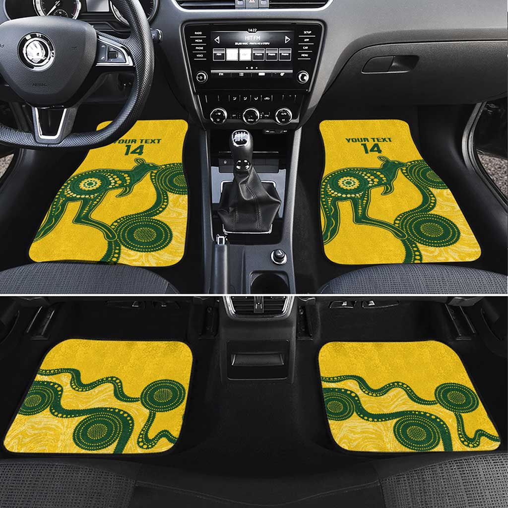 Custom Australia Soccer Car Mats Go Socceroos Kangaroo With Indigenous Art