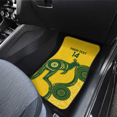 Custom Australia Soccer Car Mats Go Socceroos Kangaroo With Indigenous Art