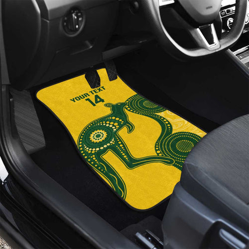 Custom Australia Soccer Car Mats Go Socceroos Kangaroo With Indigenous Art