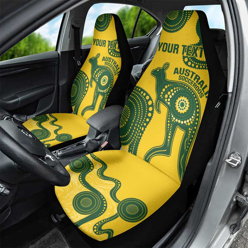 Custom Australia Soccer Car Seat Cover Go Socceroos Kangaroo With Indigenous Art