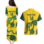 Custom Australia Soccer Couples Matching Puletasi and Hawaiian Shirt Go Socceroos Kangaroo With Indigenous Art