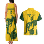 Custom Australia Soccer Couples Matching Tank Maxi Dress and Hawaiian Shirt Go Socceroos Kangaroo With Indigenous Art