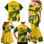 Custom Australia Soccer Family Matching Mermaid Dress and Hawaiian Shirt Go Socceroos Kangaroo With Indigenous Art