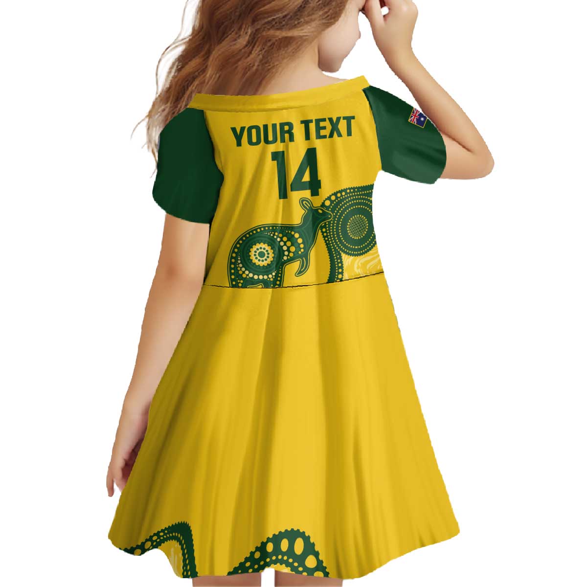 Custom Australia Soccer Family Matching Off The Shoulder Long Sleeve Dress and Hawaiian Shirt Go Socceroos Kangaroo With Indigenous Art