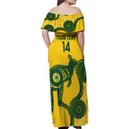 Custom Australia Soccer Family Matching Off Shoulder Maxi Dress and Hawaiian Shirt Go Socceroos Kangaroo With Indigenous Art