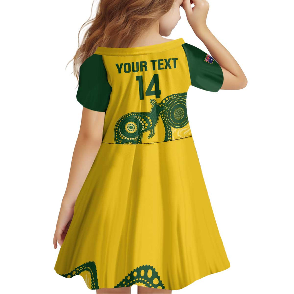 Custom Australia Soccer Family Matching Off Shoulder Short Dress and Hawaiian Shirt Go Socceroos Kangaroo With Indigenous Art