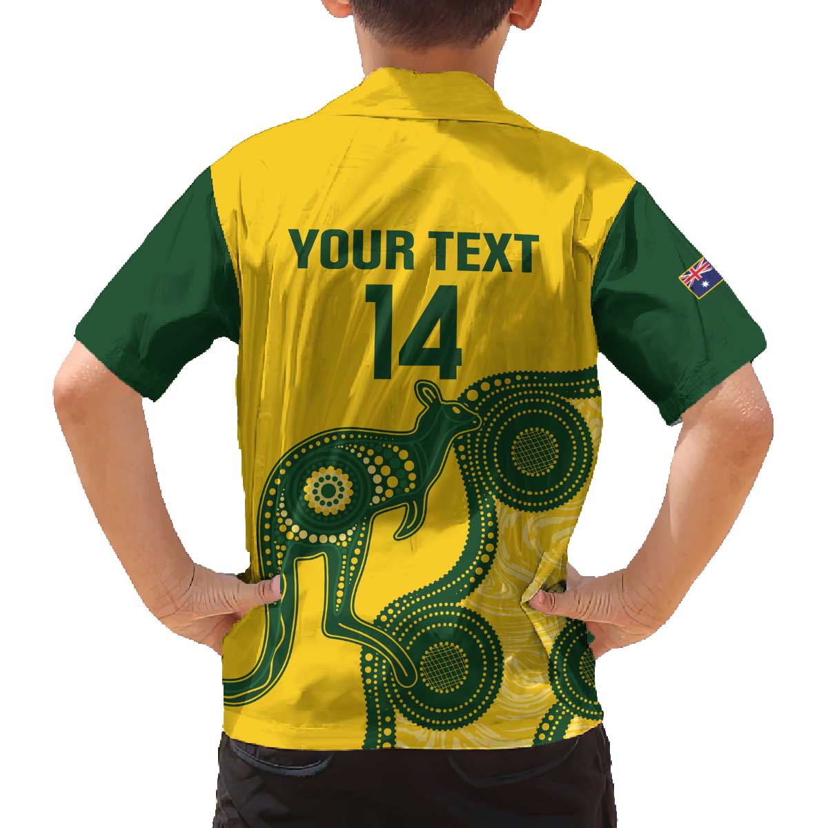 Custom Australia Soccer Family Matching Puletasi and Hawaiian Shirt Go Socceroos Kangaroo With Indigenous Art