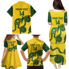Custom Australia Soccer Family Matching Puletasi and Hawaiian Shirt Go Socceroos Kangaroo With Indigenous Art