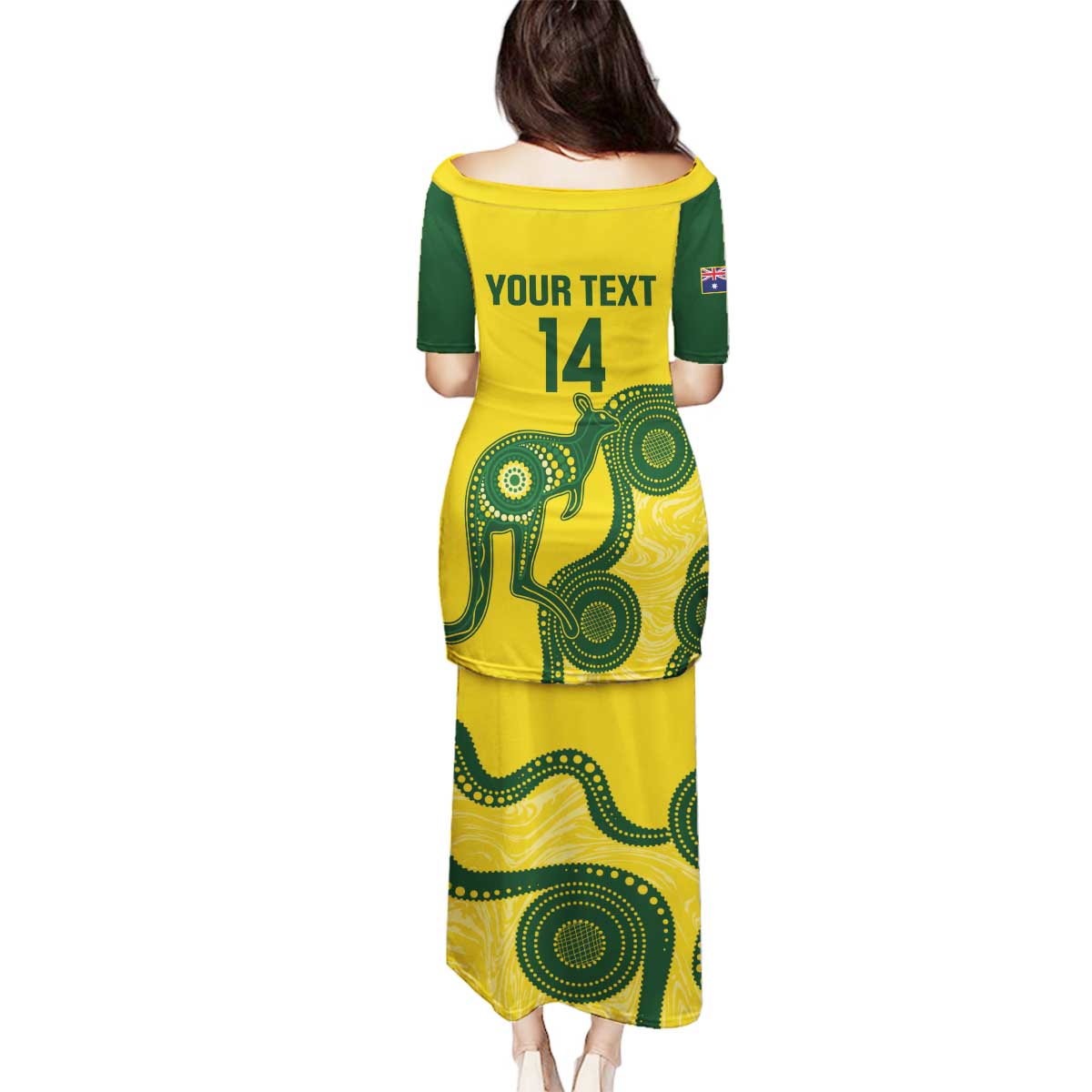 Custom Australia Soccer Family Matching Puletasi and Hawaiian Shirt Go Socceroos Kangaroo With Indigenous Art