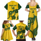 Custom Australia Soccer Family Matching Summer Maxi Dress and Hawaiian Shirt Go Socceroos Kangaroo With Indigenous Art