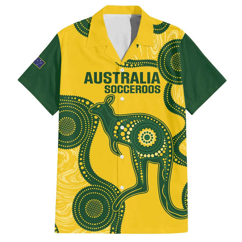 Custom Australia Soccer Family Matching Summer Maxi Dress and Hawaiian Shirt Go Socceroos Kangaroo With Indigenous Art