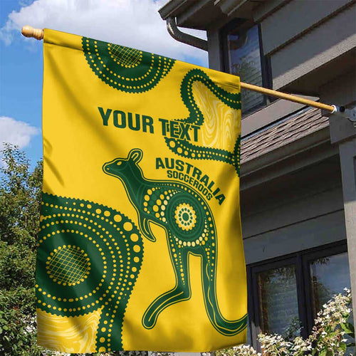 Custom Australia Soccer Garden Flag Go Socceroos Kangaroo With Indigenous Art