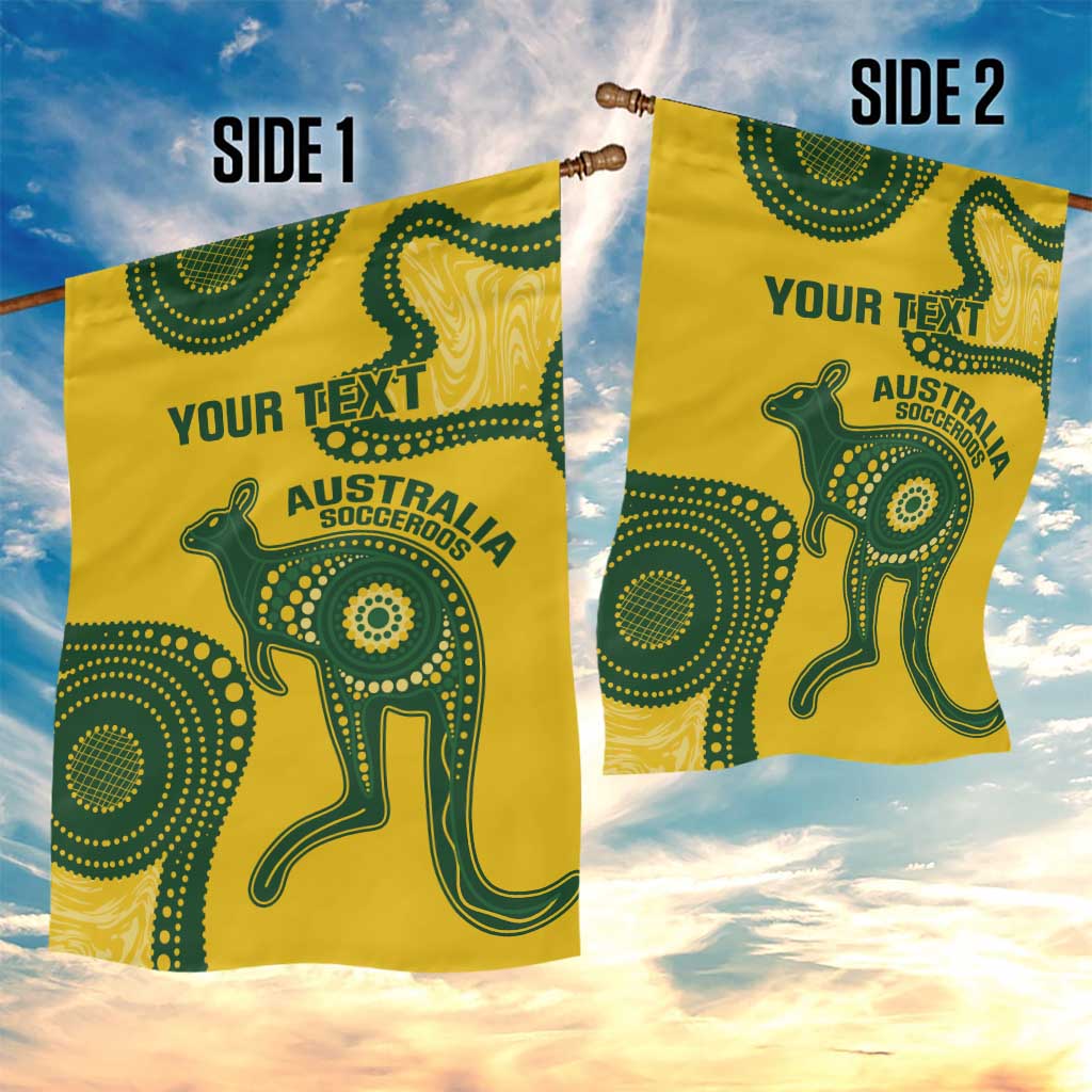Custom Australia Soccer Garden Flag Go Socceroos Kangaroo With Indigenous Art