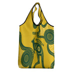 Custom Australia Soccer Grocery Bag Go Socceroos Kangaroo With Indigenous Art